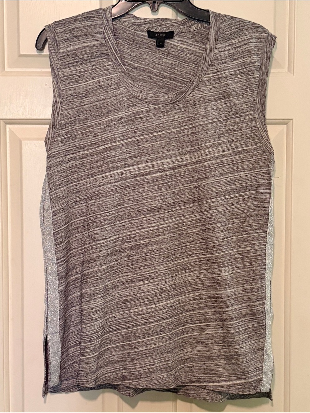 J. Crew Gray Marled Muscle Tee with Metallic Side Panels